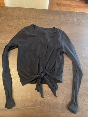 Black Tie-Front Long Sleeve Pilates top lululemon